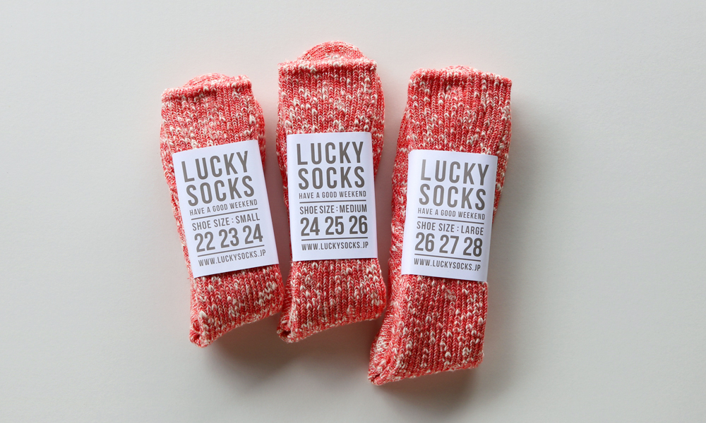 LUCKY SOCKS(ラッキーソックス) MIX RIB SOCKS(ミックスリブソックス) / コーラルレッド