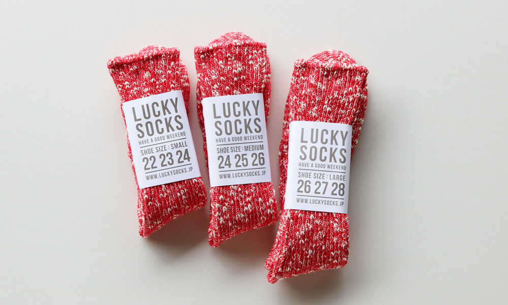 LUCKY SOCKS(ラッキーソックス) MIX RIB SOCKS(ミックスリブソックス) / レッド
