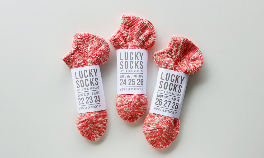 LUCKY SOCKS(ラッキーソックス) MIX LOW CUT SOCKS(ミックスローカットソックス) / コーラルレッド