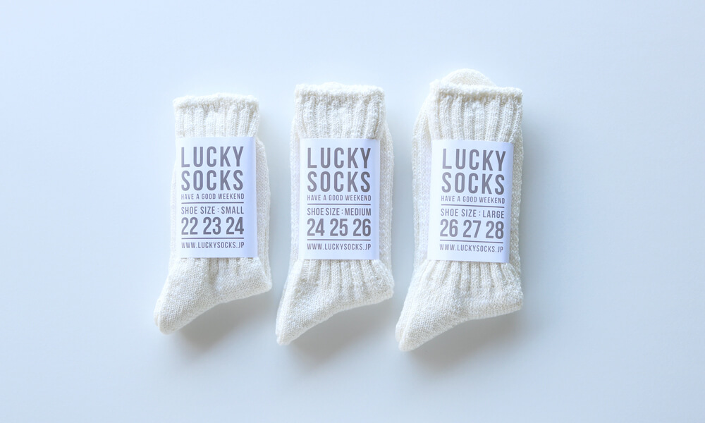 LUCKY SOCKS(ラッキーソックス) SILK MIX RIB SOCKS(シルクミックスリブソックス) / ホワイト