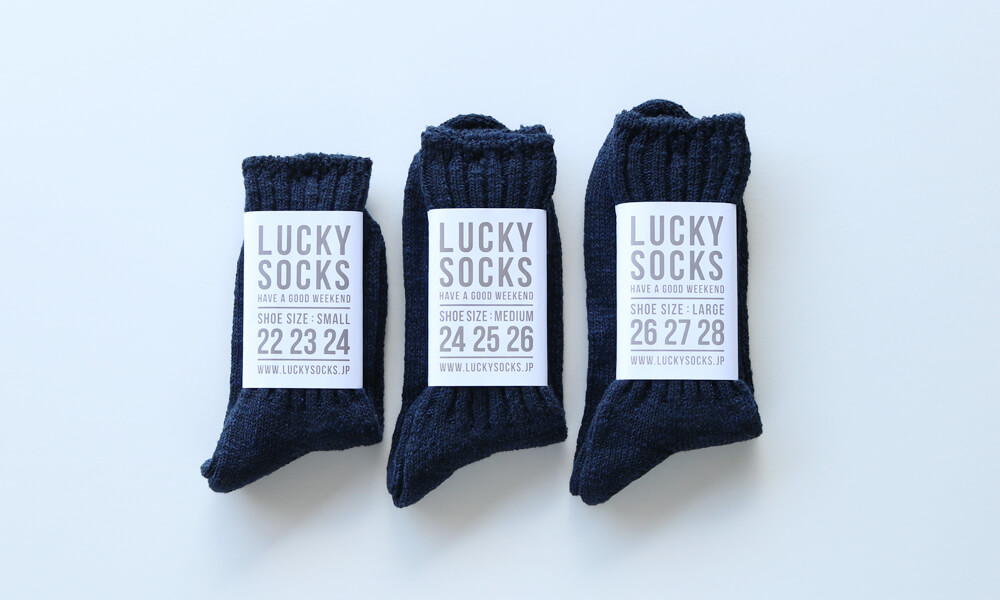 LUCKY SOCKS(ラッキーソックス) SILK MIX RIB SOCKS(シルクミックスリブソックス) / ネイビー