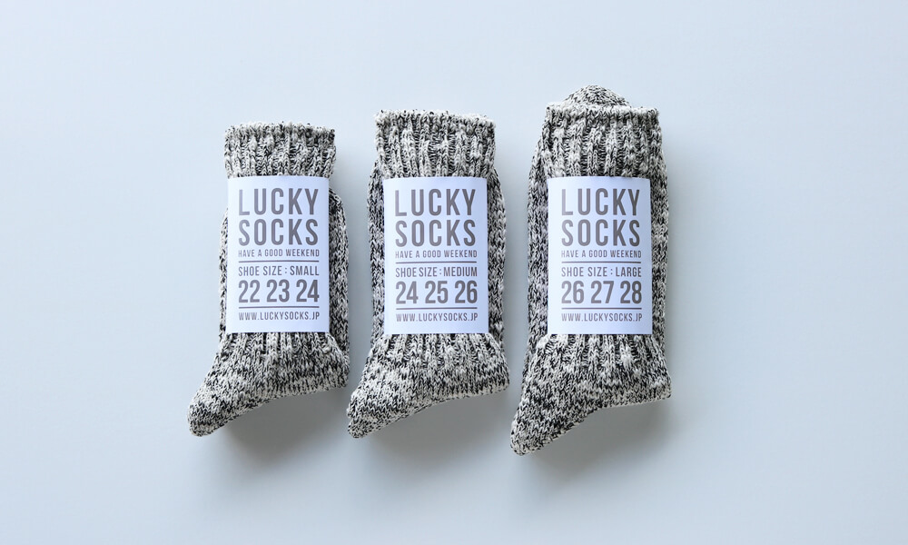 LUCKY SOCKS(ラッキーソックス) SILK MIX RIB SOCKS(シルクミックスリブソックス) / グレー×ブラック