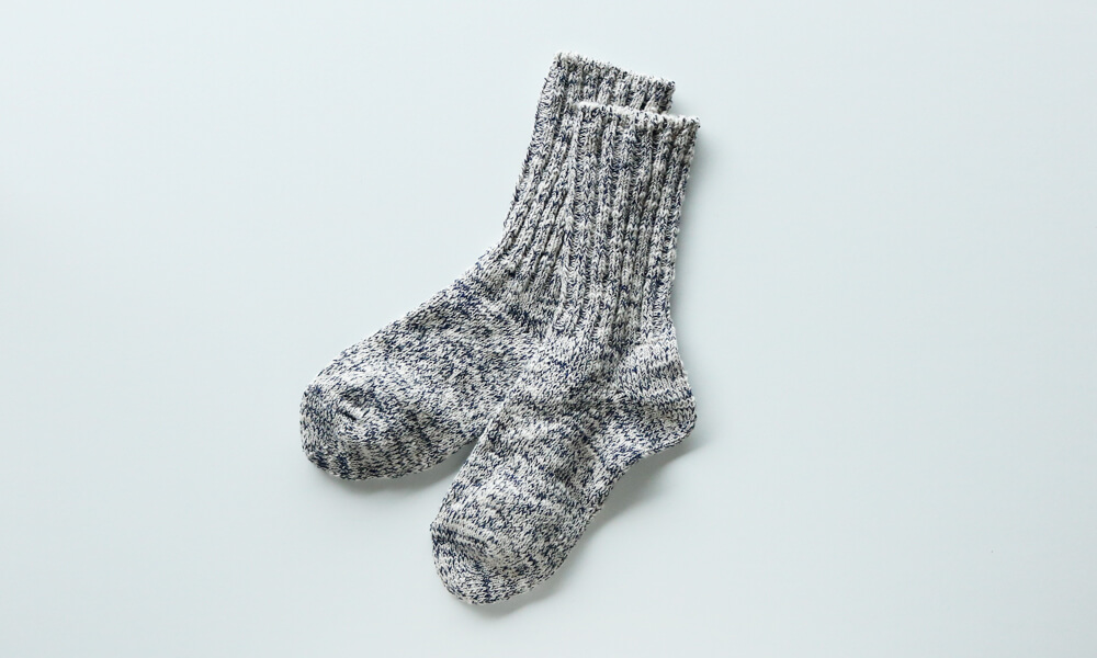 LUCKY SOCKS(ラッキーソックス) SILK MIX RIB SOCKS(シルクミックスリブソックス) / グレー×ネイビー