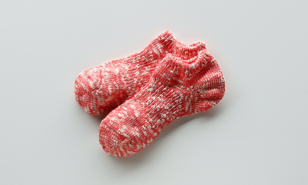 LUCKY SOCKS(ラッキーソックス) MIX LOW CUT SOCKS(ミックスローカットソックス) / コーラルレッド